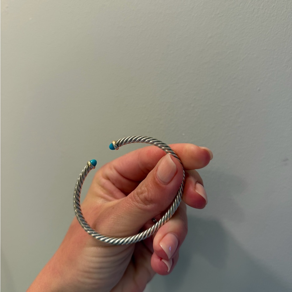 David Yurman Silver Bracelet with Turquoise and Gold Accents - Picture 5 of 6